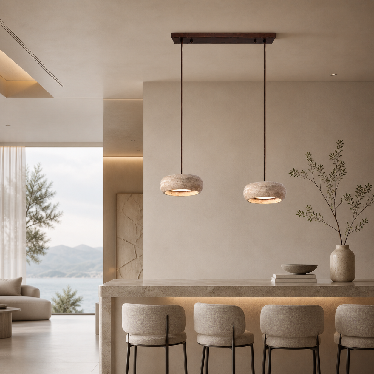 Feldor |  Travertine Pendant Light