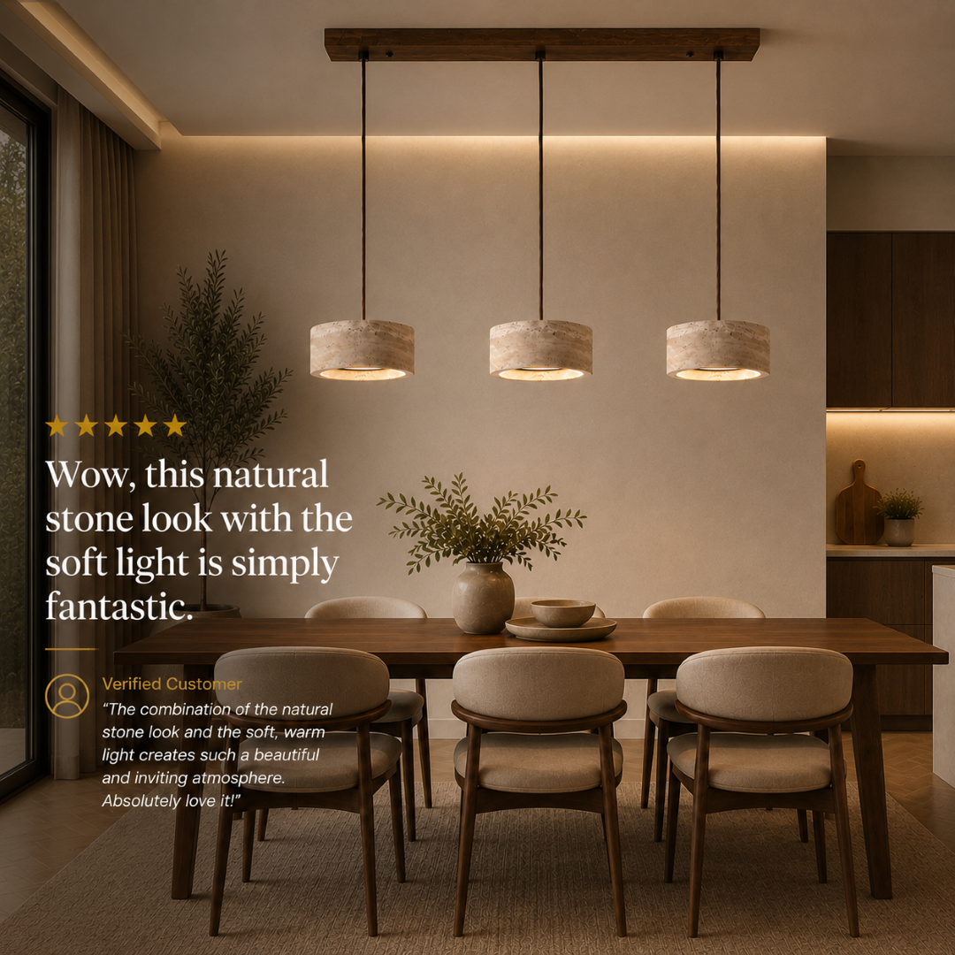 Feldor |  Travertine Pendant Light