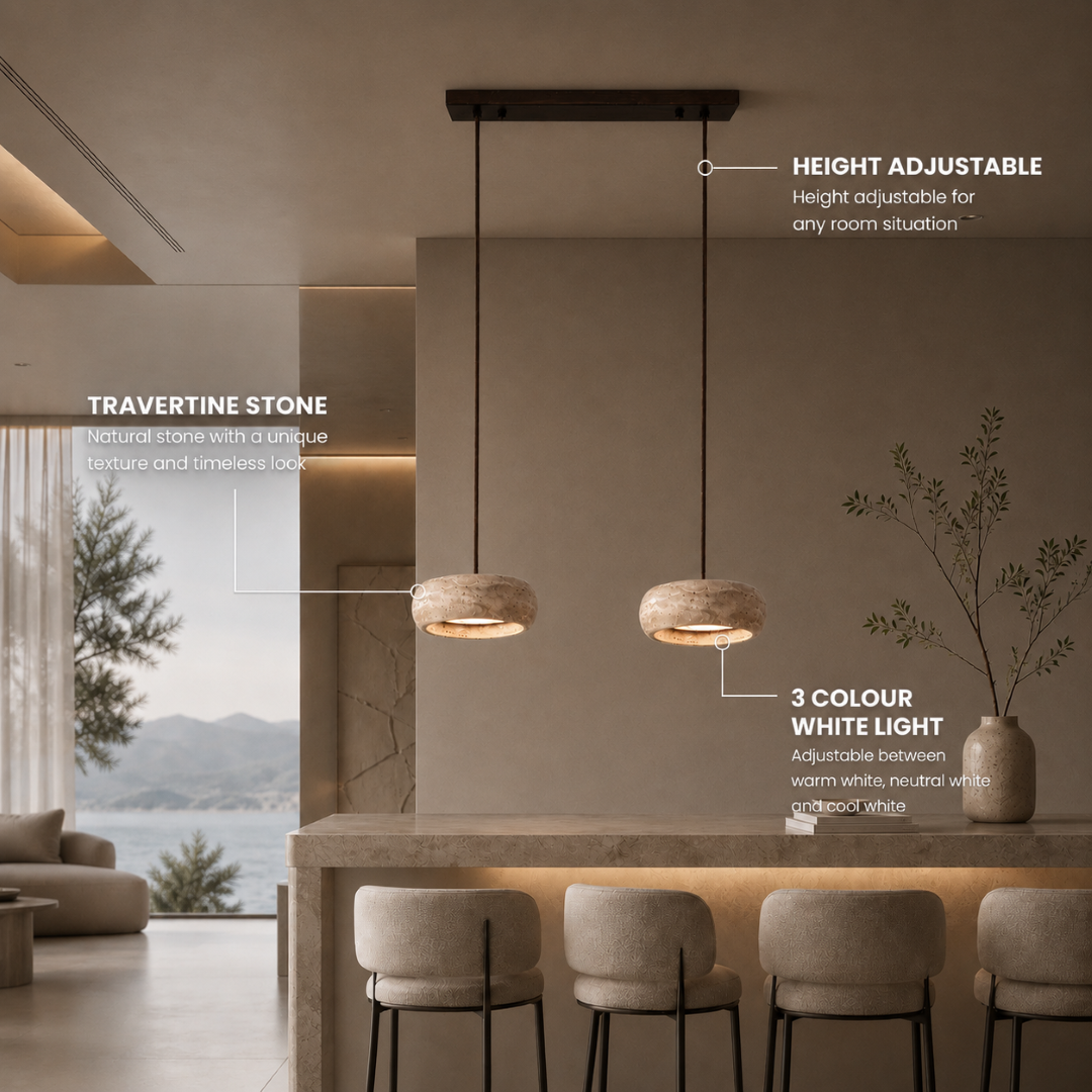 Feldor |  Travertine Pendant Light